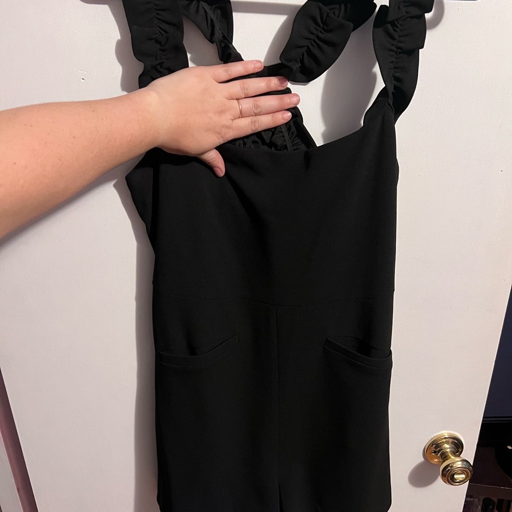 Kittenish Black Jumpsuit with Bow Straps
